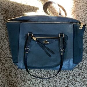 Denim color coach tote